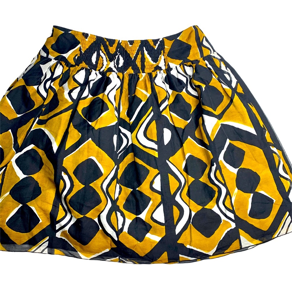 Anthro Anna Sui Geometric Mini Skirt Yellow Size 4